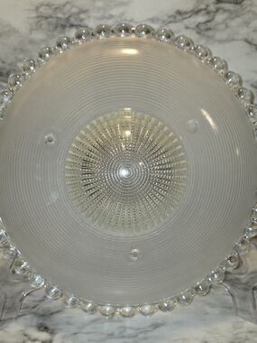 Source Unknown Clear Glass Ribbed Round Serving Plate with Beaded Edge